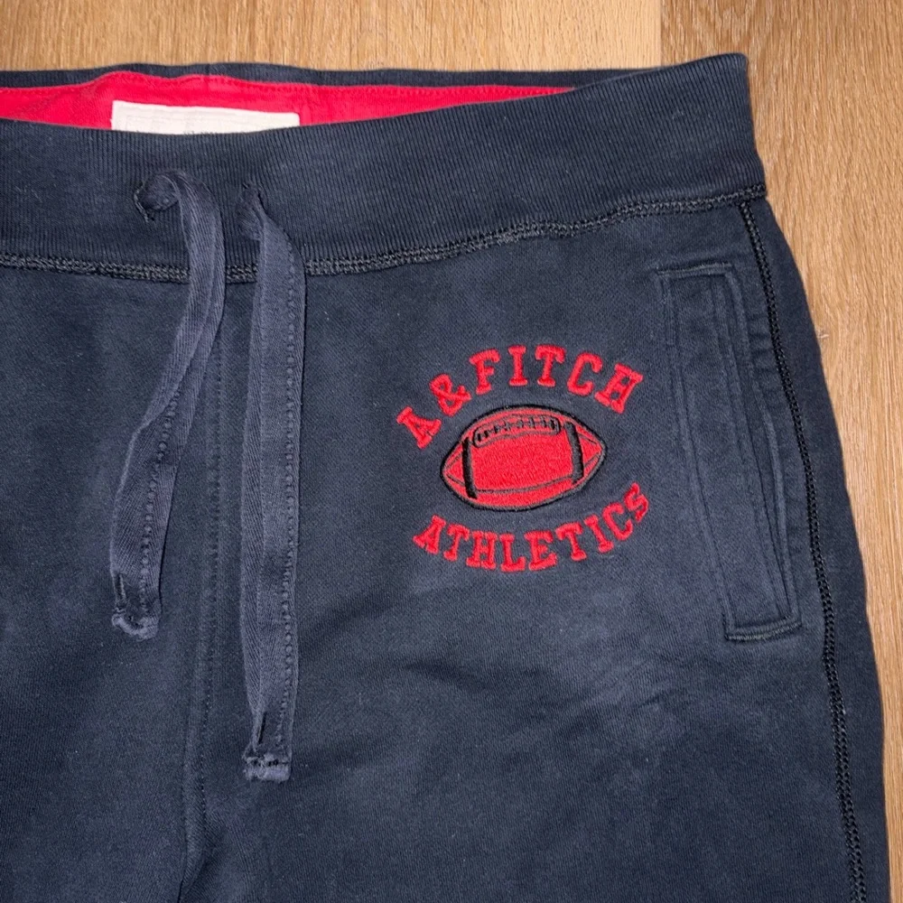 Y2K Abercrombie & Fitch Athletic Sweatpants Mens XL Black Red Logo Slim Joggers
